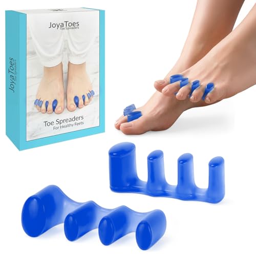 Toe Separators for Yoga & Foot Recovery ? Soft Gel Toe Spacers for Toe Splay Comfort ? Reusable, Washable ? Large, Blue, 1 Pair