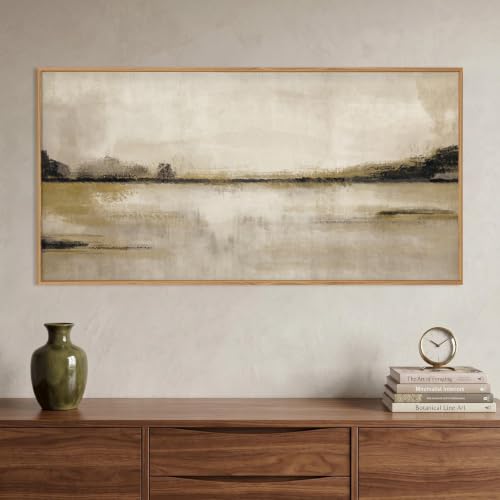 KAIRNE Abstract Mountain Lake Wall Art Set - 40x20 Textured Framed Canvas - Landscape Artwork