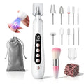 HSKAI Duty White Cordless Electric Nail File for Manicure & Pedicure with LCD & Lamp