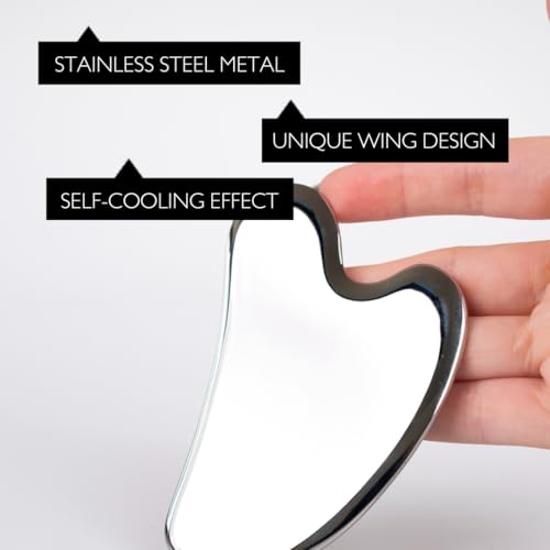 UPCIRCLE Gua Sha Facial Tool - Relieves Tension, Aids Lymphatic Drainage + Boosts Circulation for A Healthy Glow ? Stainless Steel Tool