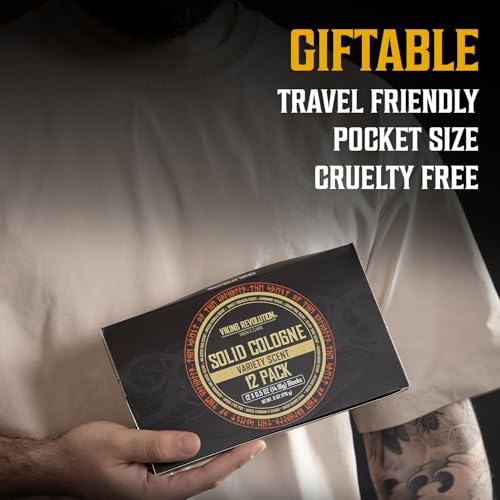 Viking Revolution Solid Cologne Set 0.5 oz x12 – Travel Tin, 12 Pack