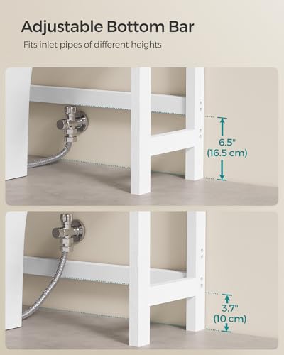 SONGMICS 4-Tier Bamboo Over-The-Toilet Storage Shelf - Cloud White, 72.8"H