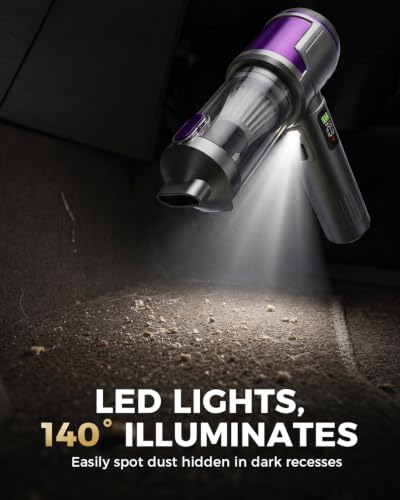 Silver Cordless Handheld Car Vacuum - 4-in-1 Portable Mini Cleaner with 22 kPa Suction