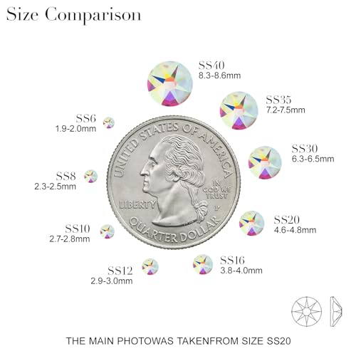 Novani Crystal AB Rhinestones SS40 8.4-8.7mm Flat Back 16 Facets Non-Hotfix 144pcs - Variation 02-Crystal AB