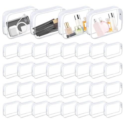 36 Pack Clear Makeup Bags - Travel Cosmetic Organizer Pouches, Waterproof PVC