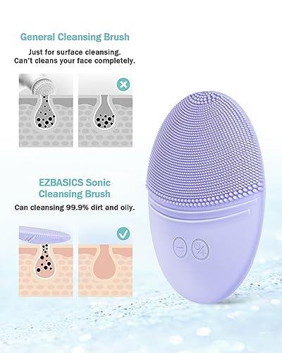 EZBASICS Silicone Facial Cleansing Brush Violet Waterproof Skin Care Tool