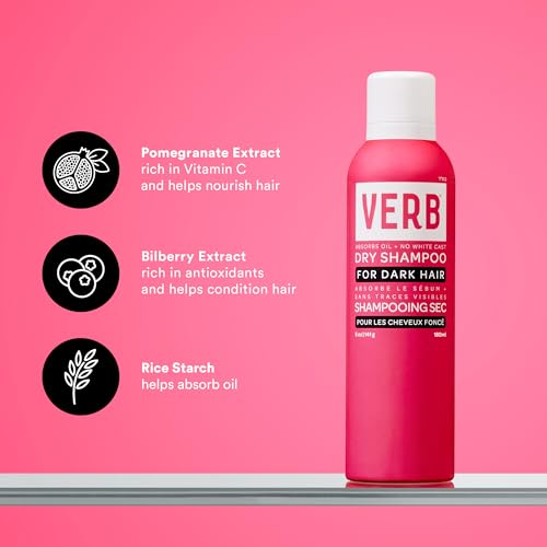 VERB Dry Shampoo Dark ? Refresh, Absorb Oils + Extends Styles - Refreshing Dry Shampoo Spray for Dark Tones - Vegan, No Parabens or Harmful Sulfates