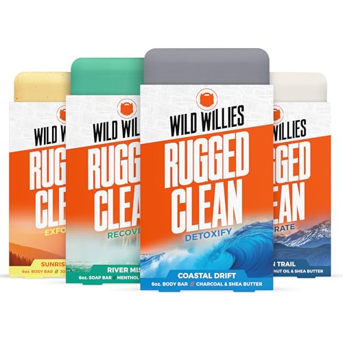 Wild Willies Moisturizing Men's Bar Soap Variety Pack 4 Scents, 6 oz