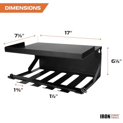 Power Tool Wall Mount Organizer with 5 Drill Slots & Locking Rack