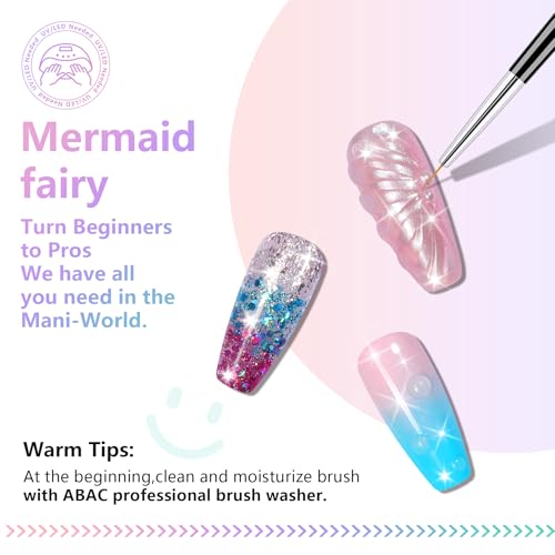 Mermaid Fairy 24 Color Patting Gel Polish Palette with Glitter Ombre Shades - Ocean Coral & Mermaid-Inspired Nail Art