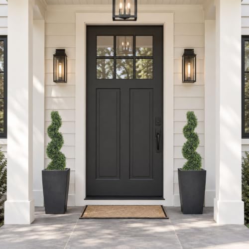 Artificial Boxwood Spiral Topiary Trees 3ft Outdoor Set of 2 - Weather-Resistant Garden Decor