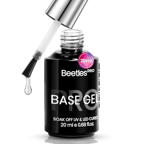 Beetles Pro Gel Base Coat? 20ml Each, Hema-Free & Self-Leveling Long-Lasting to 28 Days - Soak-Off Gel for LED/U V Lamps, Professional Salon Manicure