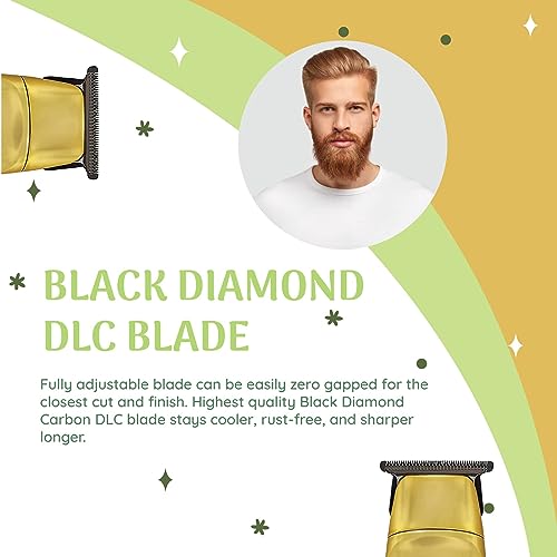 Cordless Hair Trimmer with Magnetic Motor & Black Diamond DLC Blade - Rechargeable, Quiet, Adjustable
