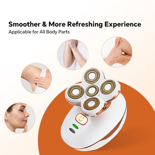 MiRUSI Women's Waterproof Electric Shaver & Bikini Trimmer, Rechargeable & Detachable Head, Safe for Legs Face & Body