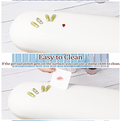 Arm Rest for Nails Professional Microfiber Leather Nail Arm Rest Cushion with Soft High-Density Sponge Solid Wood Table Non-Slip Manicure Hand Rest Stand Nail Supplies for Nail Techs (White)
