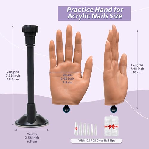 Veikmv Realistic Silicone Practice Hand for Acrylic Nails - Color 3