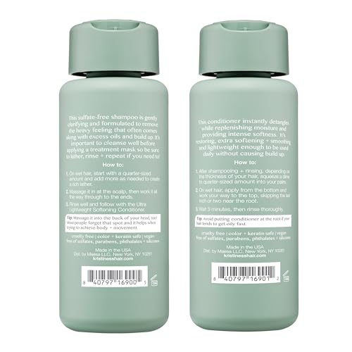 Kristin Ess Moisturizing Shampoo & Conditioner Set 10 oz Pack of 2 for Dry & Color-Treated Hair
