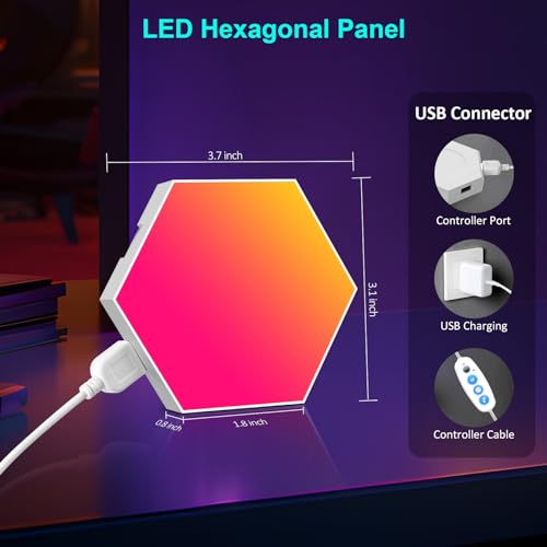 20-Pack Hexagon RGB Light Panels - Smart App & Remote Gaming Wall Lights