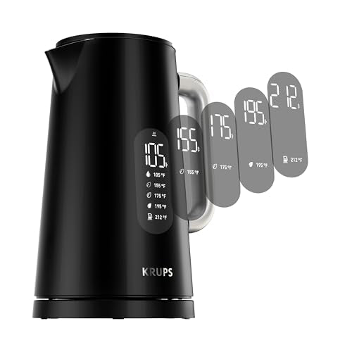 KRUPS Smart Temp Digital Electric Kettle 1.7L - Precise Temperature Control & Cool-Touch Exterior
