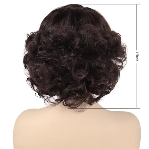 Brown Curly Wig 12 Inch Short Synthetic Hair for Women - Realistic & Stylish