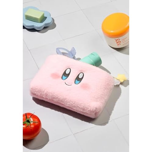 Kirby Fluffy Pouch (Smile) ? 8.7 Inch Plush Cosmetic Bag, Jewelry Organizer, Travel Storage Case