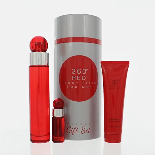 Men's Gift Set with Eau de Toilette Spray, Shower Gel & Mini Spray - Perry Ellis 360 Red