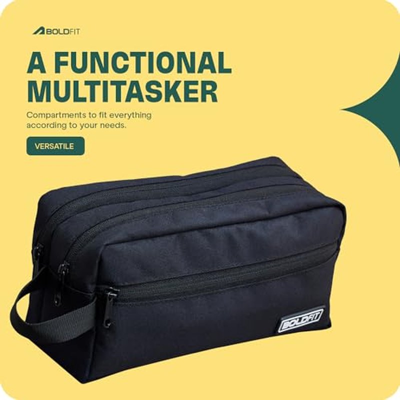 Boldfit Toiletry Bag for Men Toiletry Bag for Women Makeup Pouch, Travel Essentials Travel Organizer Makeup Bag Travel Pouch for Men for Travel Accessories Travel Kit for Toiletries, Wash Bag - Black,