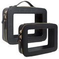 Travel Clear Makeup Bag Set Dual Black TSA Approved Cosmetic Organizer with Zipper