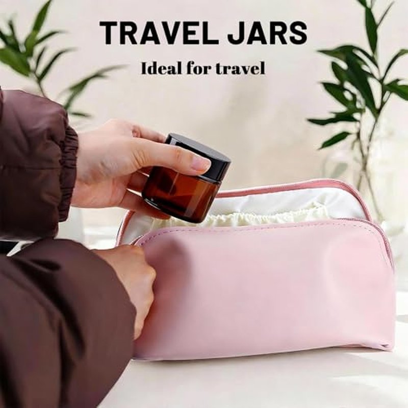2oz Amber Glass Jars with Lids, 24 Pack Sample Containers for Storing Lotions, Moisturizers, Lip Balm and Cosmetics