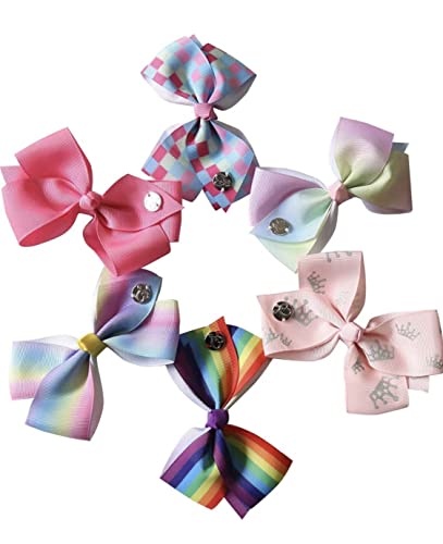 JoJo Siwa 12pcs Girl Hair Bows Clips Set - 5 Inch Alligator Barrettes for Toddlers & Kids