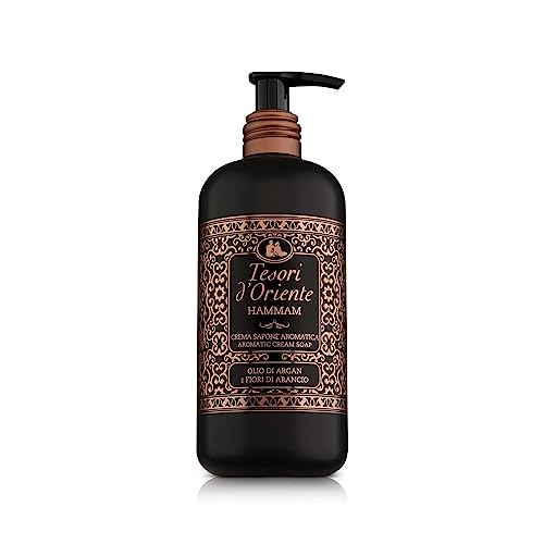 Tesori d'Oriente: "Hammam" Cream Soap with Argan Oil and Orange Blossom, Measuring Cap 10.14 Fluid Ounces (300ml) Packages [ Italian Import ]