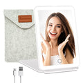 FUNTOUCH Ceramic White Rechargeable Travel Lighted Makeup Vanity Mirror with Storage Bag