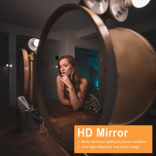 Brown 30 Inch Wall-Mounted Wooden Circle Mirror - Decorative Round Mirror for Living Room & Bathroom