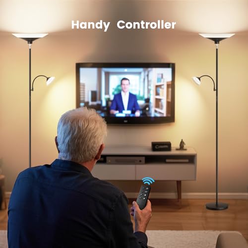 SIBRILLE Black 2-in-1 Dimmable Floor Lamp with Remote & Touch Control