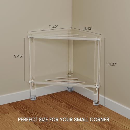 14.37 Inch GOIOOIA Acrylic Corner Shower Stool with Storage Shelf - Clear, Heavy Duty, for Leg Shaving