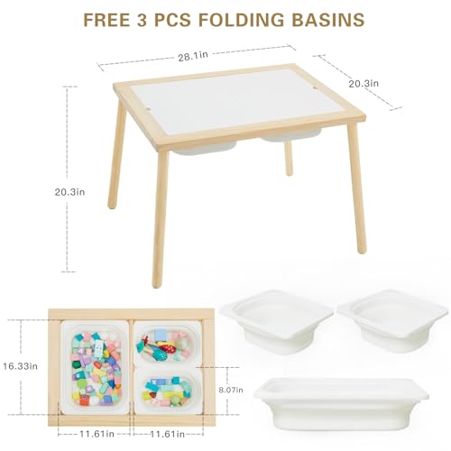 Kids Sensory Activity Table with Storage Bins - Indoor Outdoor Toddler Play Desk