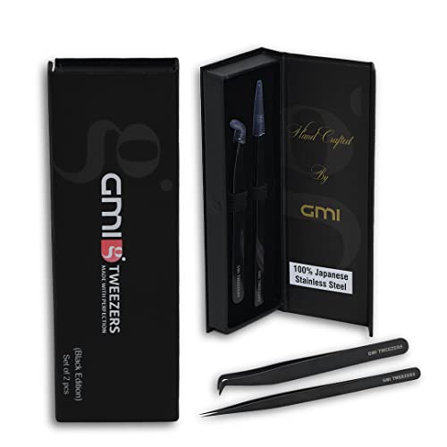 Professional Eyelash Extension Tweezers - Stainless Steel Eyelash Extension Kit - Pack of 2 Eyelashes Extension Tweezers ? Lash Tweezers for Eyelash Extensions - False Eyelash Applicator tool.