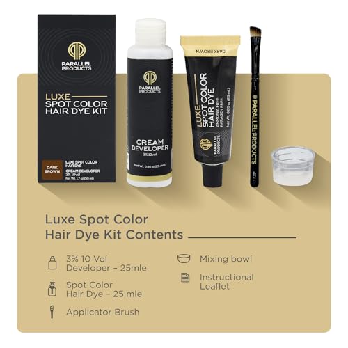 Dark Brown Cream Hair Dye Kit with Developer & Brush - Covers Grey & Root Touch-Up