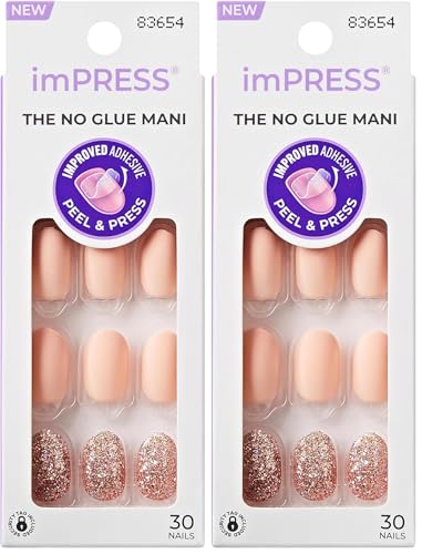 imPRESS Short Press-On Manicure Nail Kit - Pack of 2, 30 Nails, Includes Prep & Files