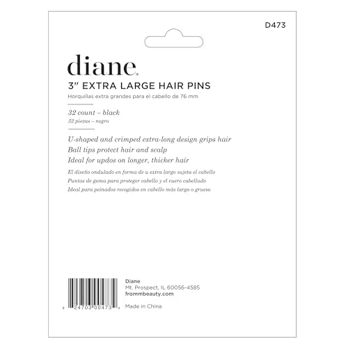 Diane Hair Pins, Black, 3" (D473)