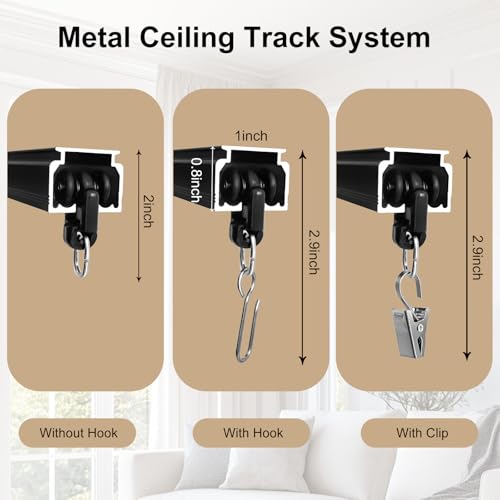 Heavy Duty Ceiling Curtain Track System - 18ft-21ft Black Room Divider Rails