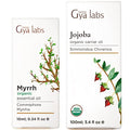 Organic Myrrh Oil for Skin (0.34 fl oz) & Jojoba Oil for Hair (3.4 fl oz) Set - Aromatherapy Grade Essential Oils Set - Gya Labs