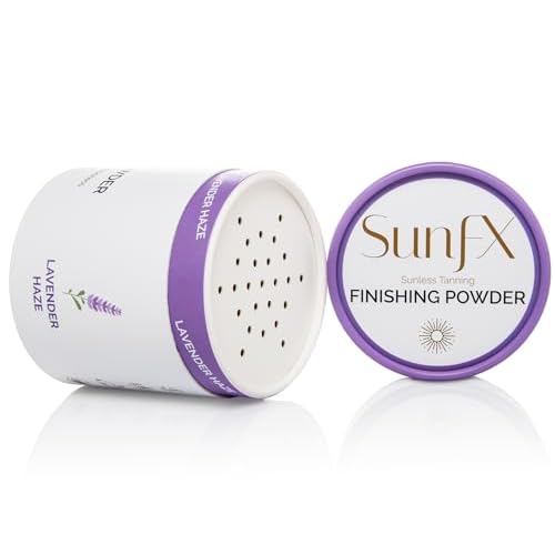 SunFX Post Spray Tan Translucent Finishing Powder | Talc-Free Bronzing & Setting Powder | Lightweight Shimmer Glow Enhancer | Vegan, Non-Comedogenic, Matte Finish | Sunless Tanning (lavender Haze)