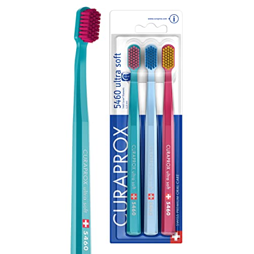 Curaprox CS 5460 Ultra-Soft Toothbrush 3-Pack - Turquoise, Light Blue, Magenta