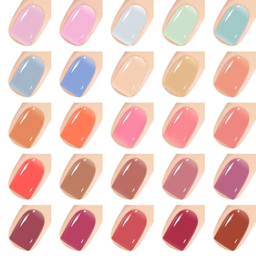 Vishine Gel Nail Polish Starter Kit with UV LED Nail Lamp, 45ColorSheer Milky Pink Jelly Nude Transparent Gel Polish, Top Coat, Base Coat & Matte Top Coat with Essential Nail Art Manicure Tools Set
