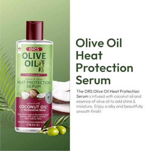ORS Olive Oil Heat Protection Hair Serum infused with Coconut Oil for Restorative Shine 6.0 Ounces (Pack of 4)