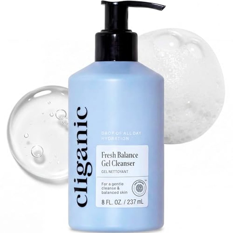 Cliganic Hydrating Facial Gel Cleanser with Triple Botanical Complex¢ç ? Clean Gentle Face Wash with Jojoba, Rosehip Argan Oils Removes Makeup Impurities Aloe Vera Glycerin for Balanced Glowing Skin