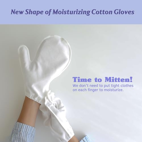 Medium Cotton Overnight Mitten Gloves for Dry Hands & Eczema - Pack of 3