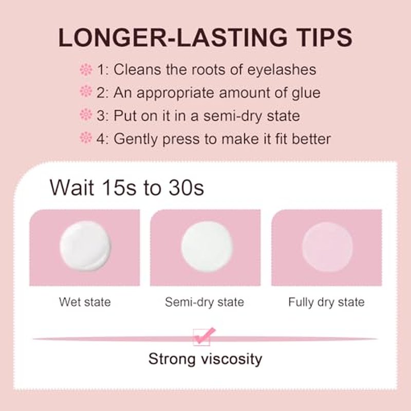 EMEDA Eyelash Glue 4Pcs 20g/0.68 oz Clear Lash Glue, Waterproof, Super Strong Hold, Latex Free, Hypoallergenic, Formaldehyde-Free White Strip Eyelash Adhesive EMEDA