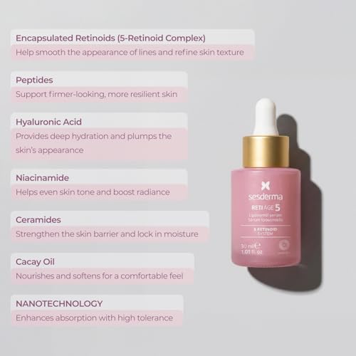 Anti-Aging Face Serum with Retinoids, Peptides & Hyaluronic Acid - 1 oz